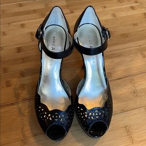 Anne Klein Black Peep-Toe Heels